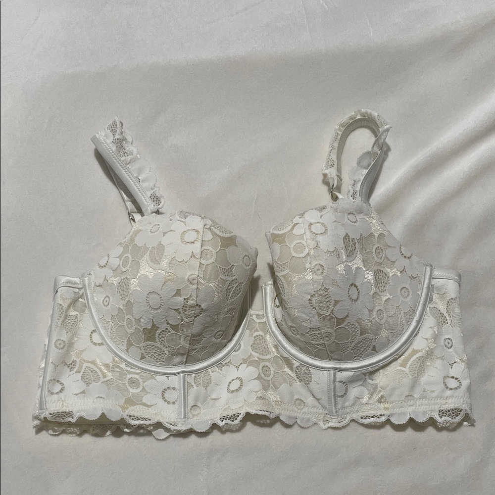 Aerie White Floral Lace Bra